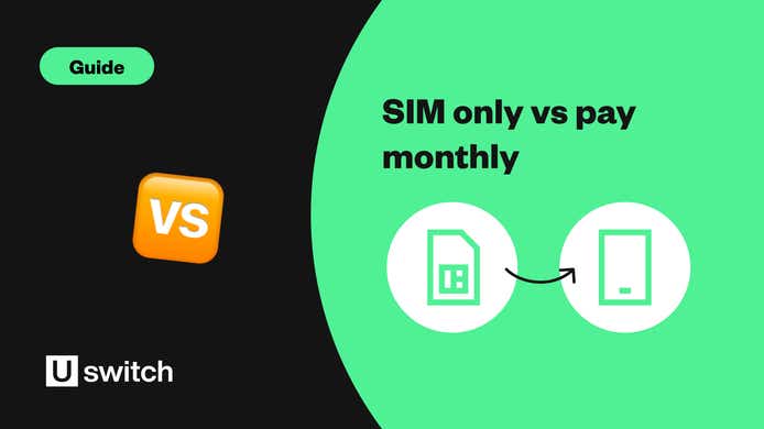 Sim only vs pay monthly - sim card and handset icons