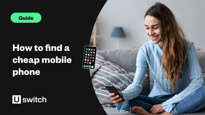 woman smiling using her smartphone on her sofa