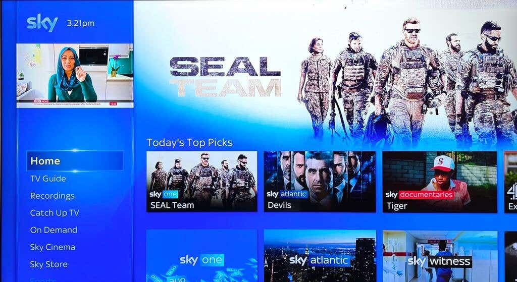 image of the sky q homepage