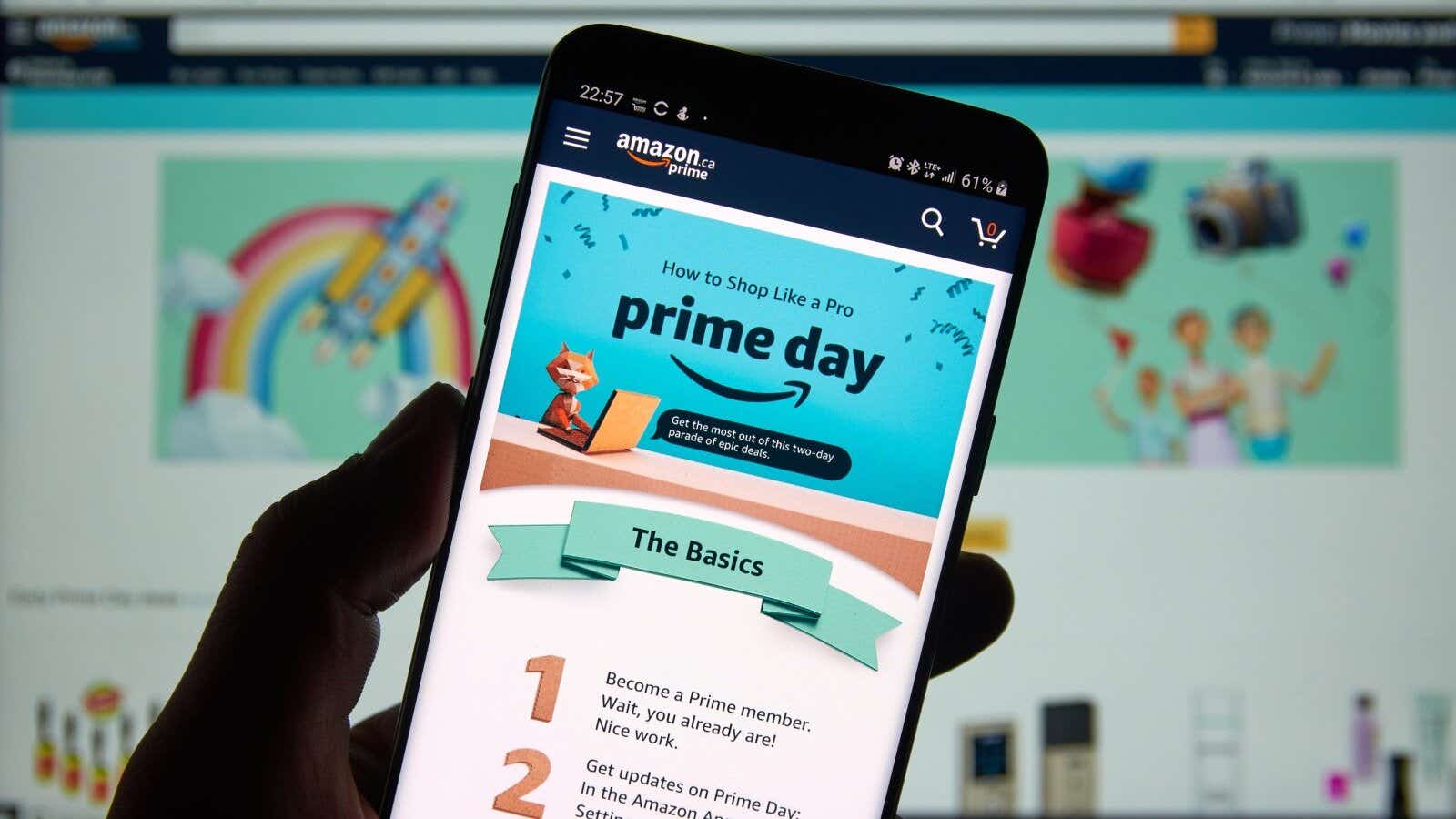 Amazon Prime Day shopping on mobile and computer