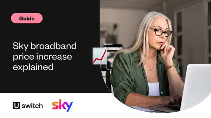 woman looking concerned at her sky bill increase