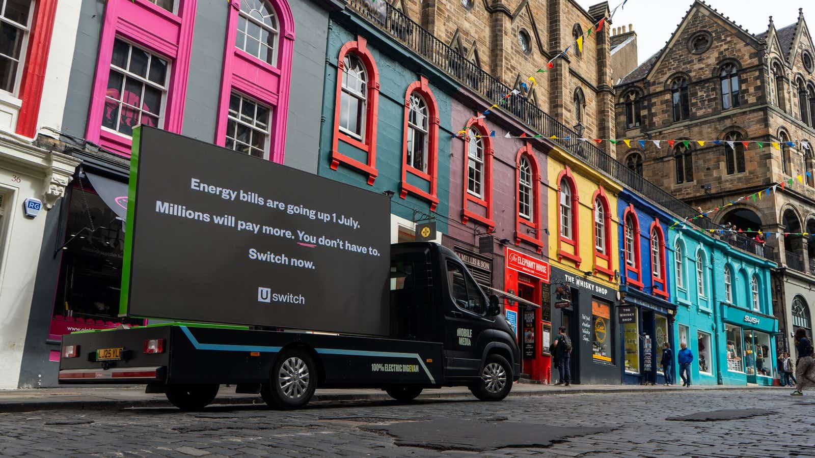Uswitch digivan warning about the price cap in Edinburgh