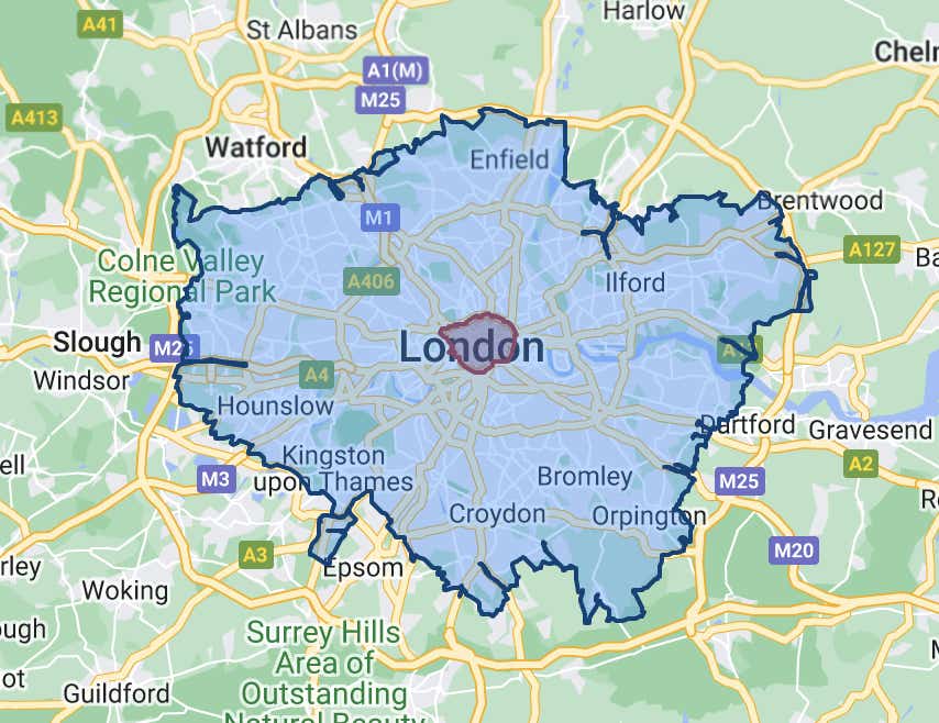 A map showing where London's ULEZ is