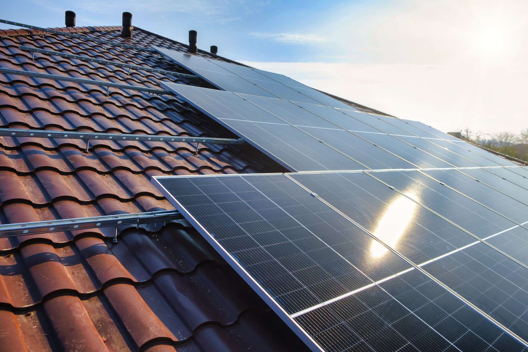 An image of a roof with solar panels installed