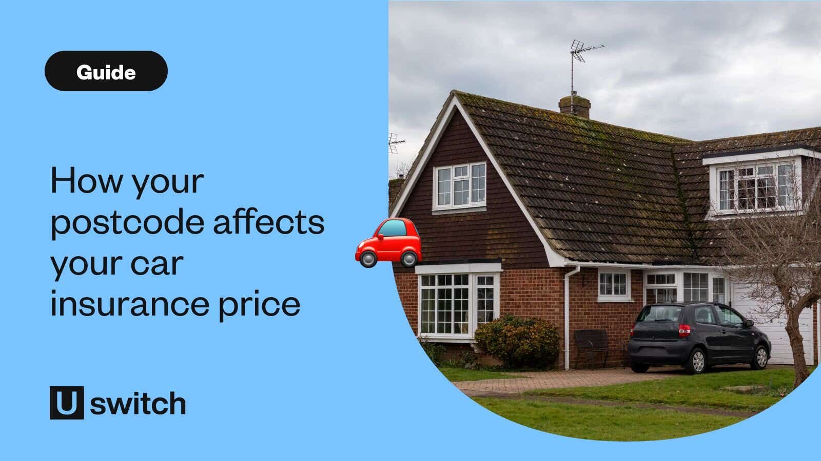 A black car parked on a driveway in front of a house