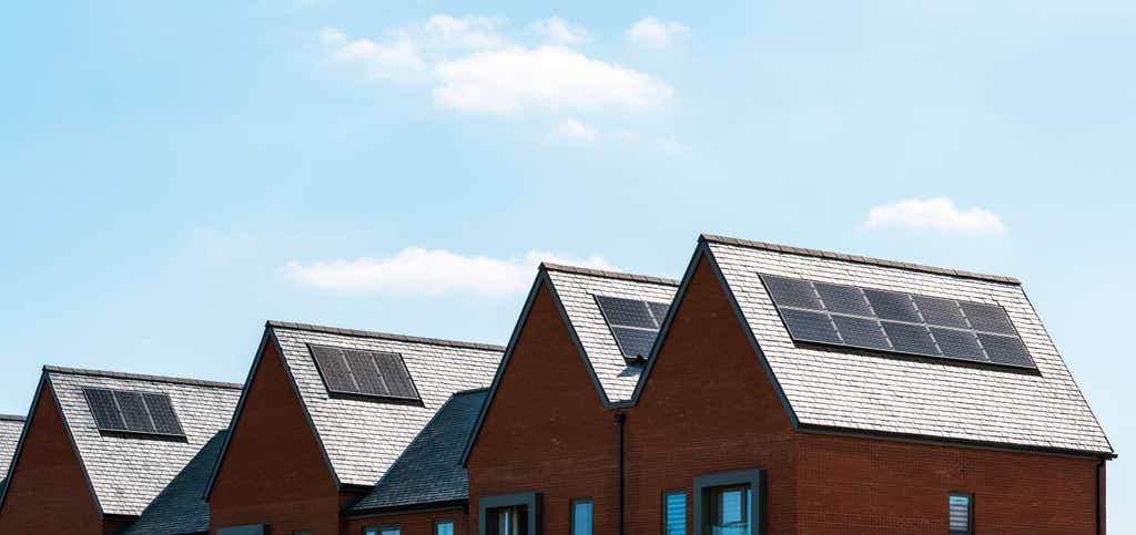Solar panels on the roofs of homes under the sun