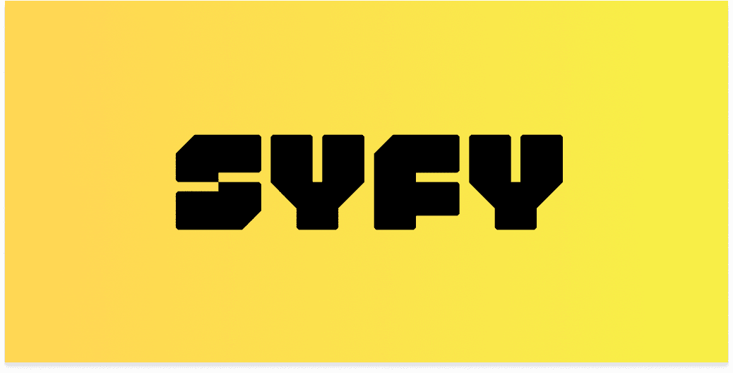 syfy logo on a yellow background