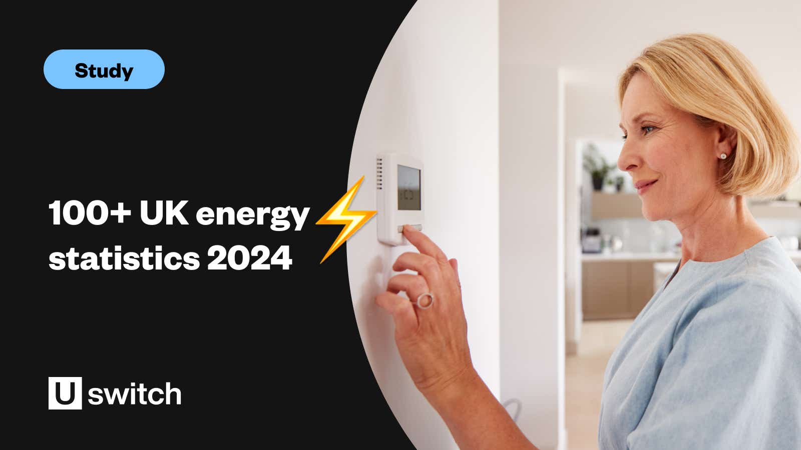Feature image showing an image of a lightbulb alongside the title '100+ UK Energy Statistics 2024