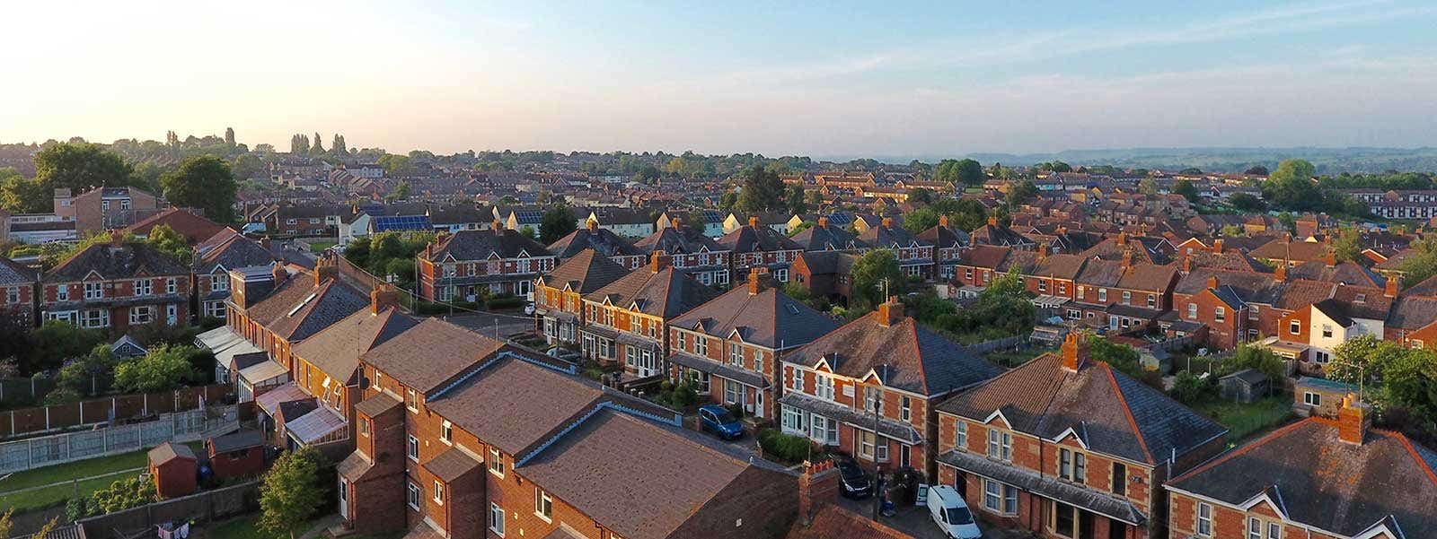 View of UK houses from above 