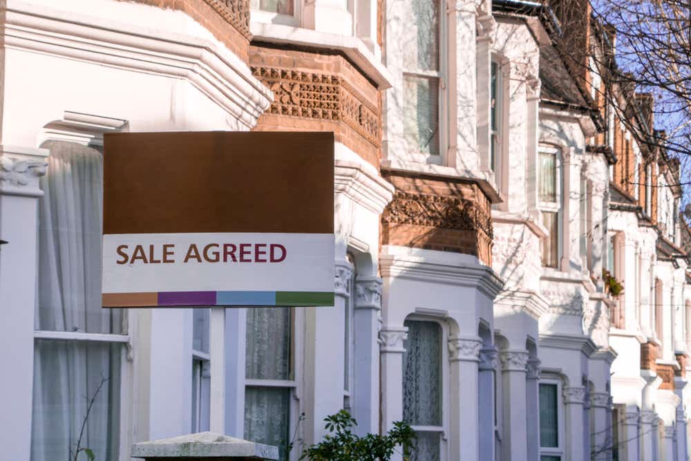 What is a first time buyer mortgage? Image of a sale agreed board outside a house.