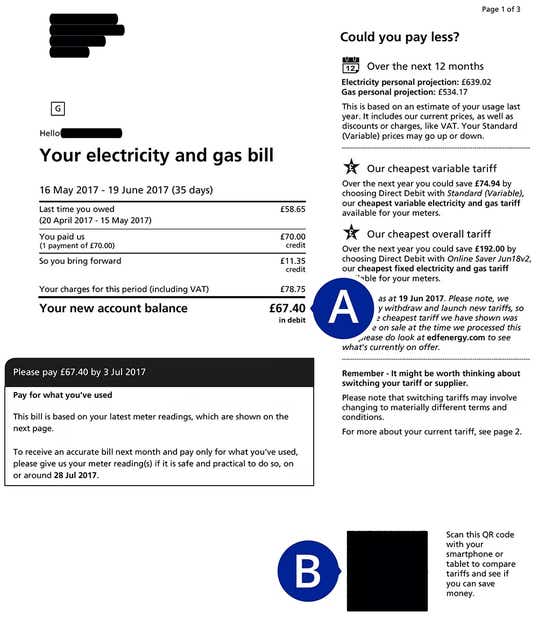 EDF Energy energy bill explained