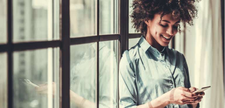 Woman transferring to a new mobile network provider