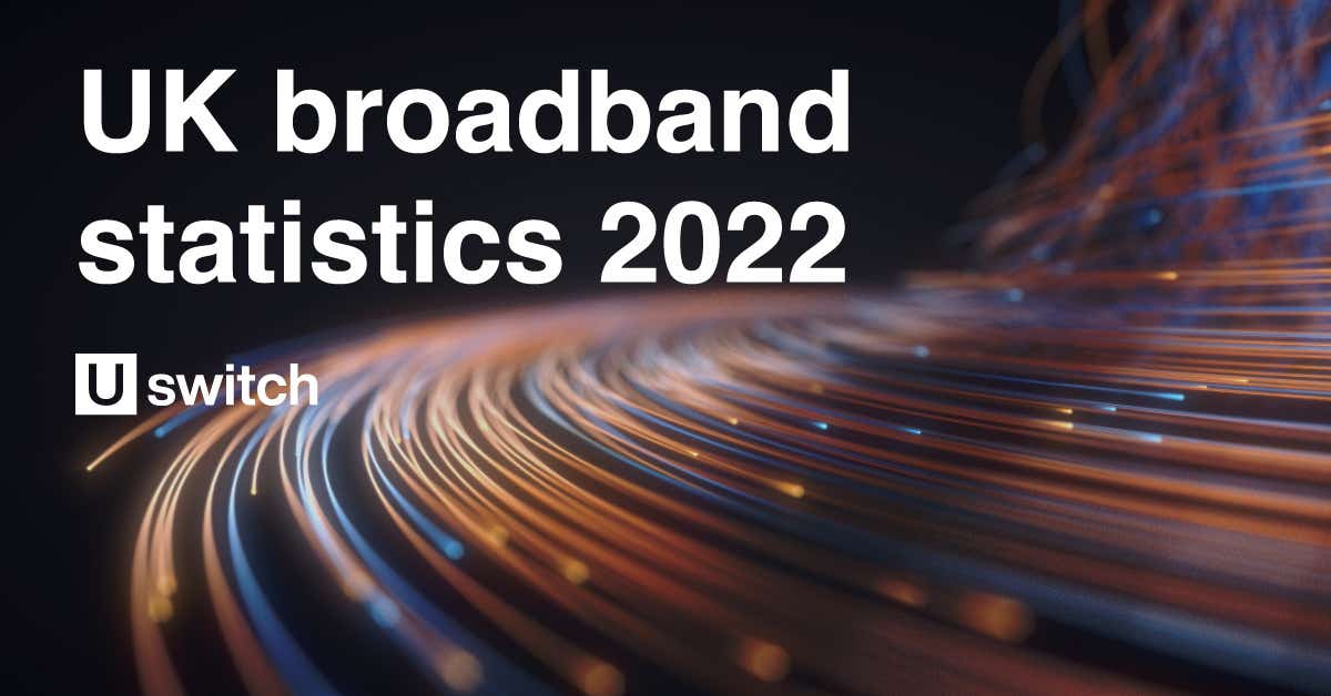 An image featuring a mobile phone mast on the right-hand side, with the words "UK broadband statistics 2022" and "Uswitch" on the left-hand side.