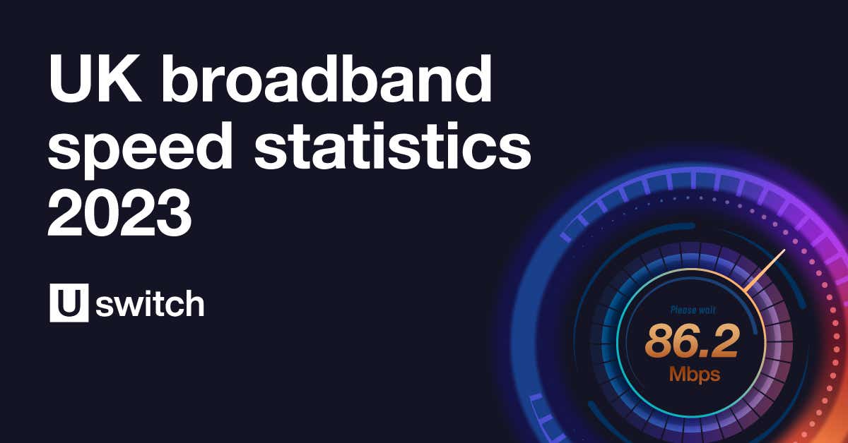 A feature image showing a device monitoring internet speed alongside the title 'UK broadband speed statistics 2023'.