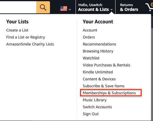 How to find amazon channel subscriptions store