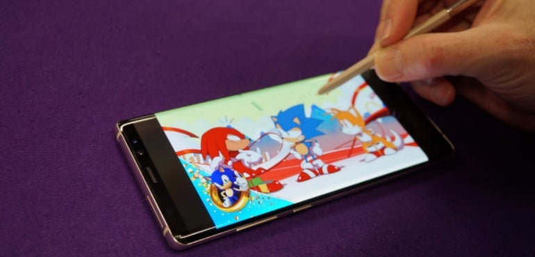 Samsung Galaxy Note 8 screen S-Pen stylus Sonic hero size