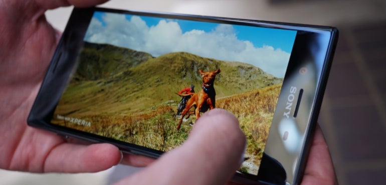 Sony Xperia XZ Premium dog image in-hand hero size