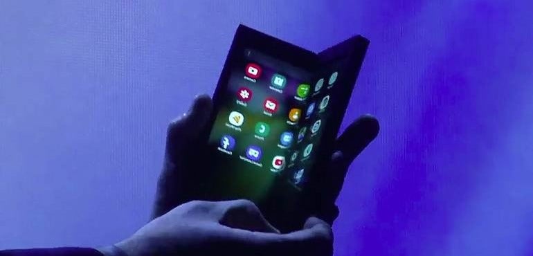 Samsung Galaxy F foldable phone unfolding hero size