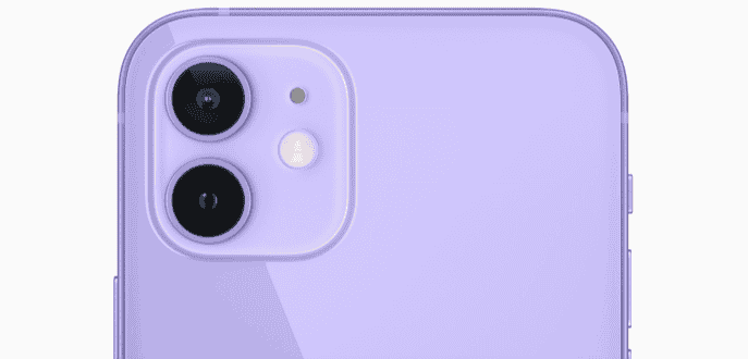 iPhone 12 purple camera closeup hero size