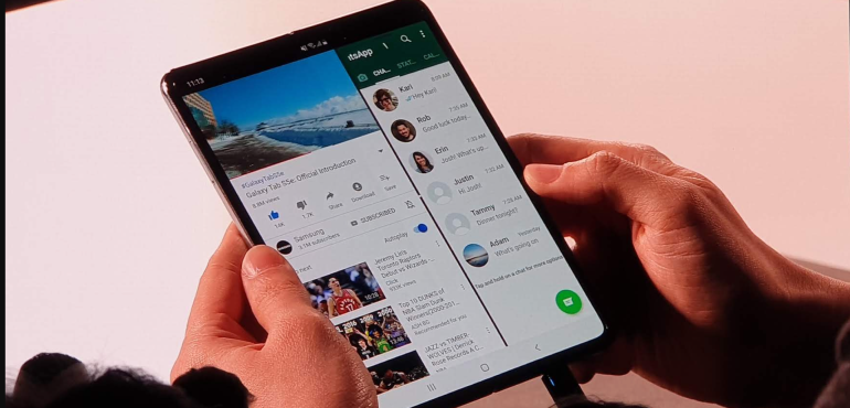 Samsung Galaxy Fold unfolded three apps at once launch hero size