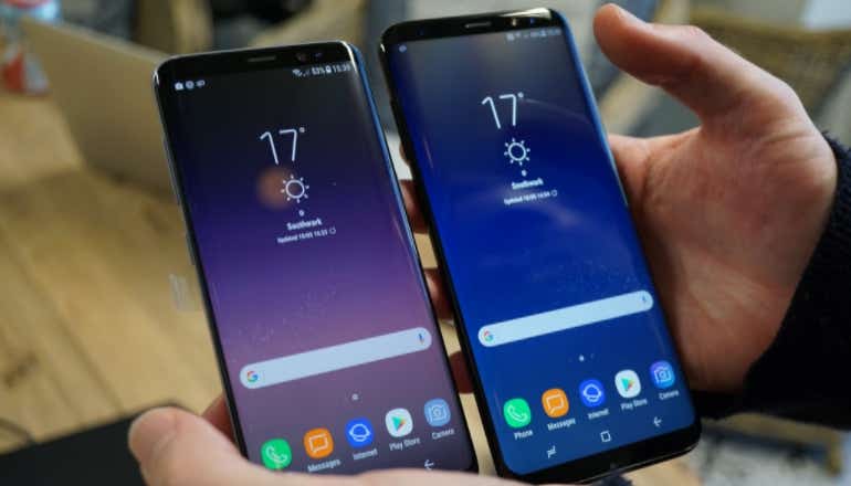Samsung Galaxy S8 and S8 Plus in-hand shot