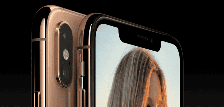 iPhone XS front and back camera lens hero size pack shot