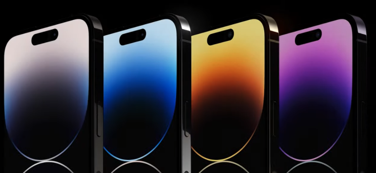 iPhone 14 Pro range four colours homescreens 