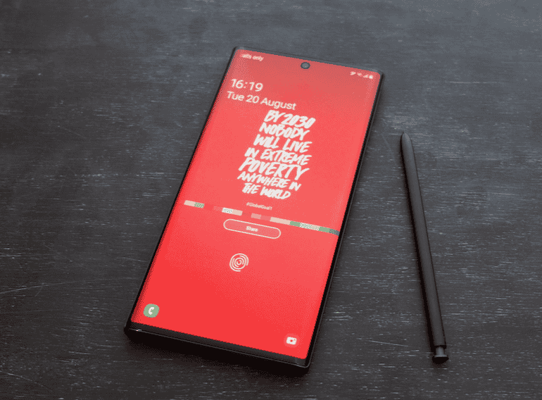 Note 10 screen red
