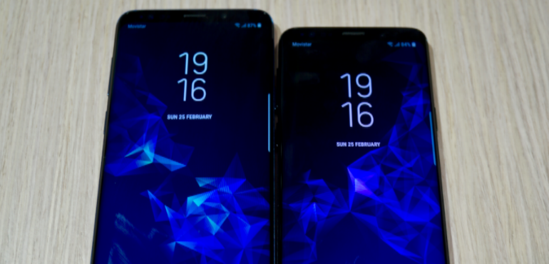 Samsung Galaxy S9 and S9 Plus side by side screens hero size