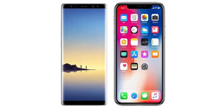 iPhone X and Samsung Galaxy Note 8 hero image