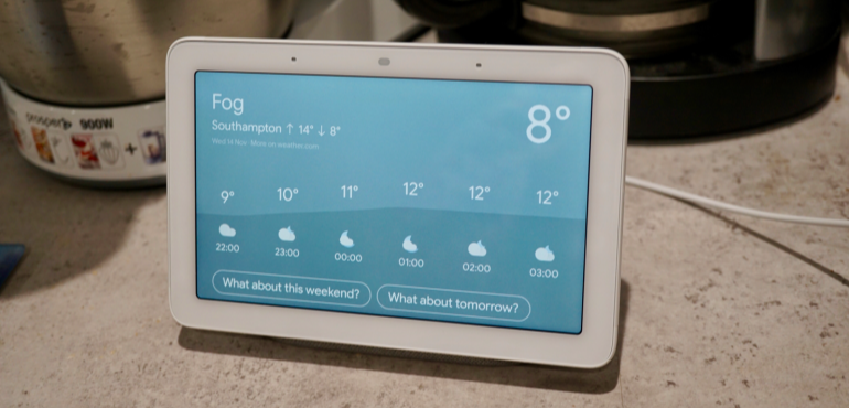 Google Home hub weather app hero size