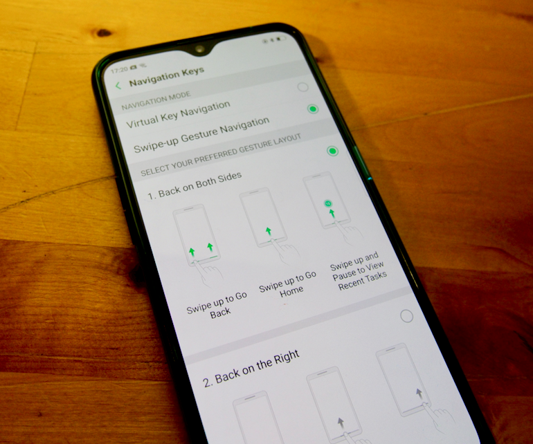 Oppo Rx17 gestures settings