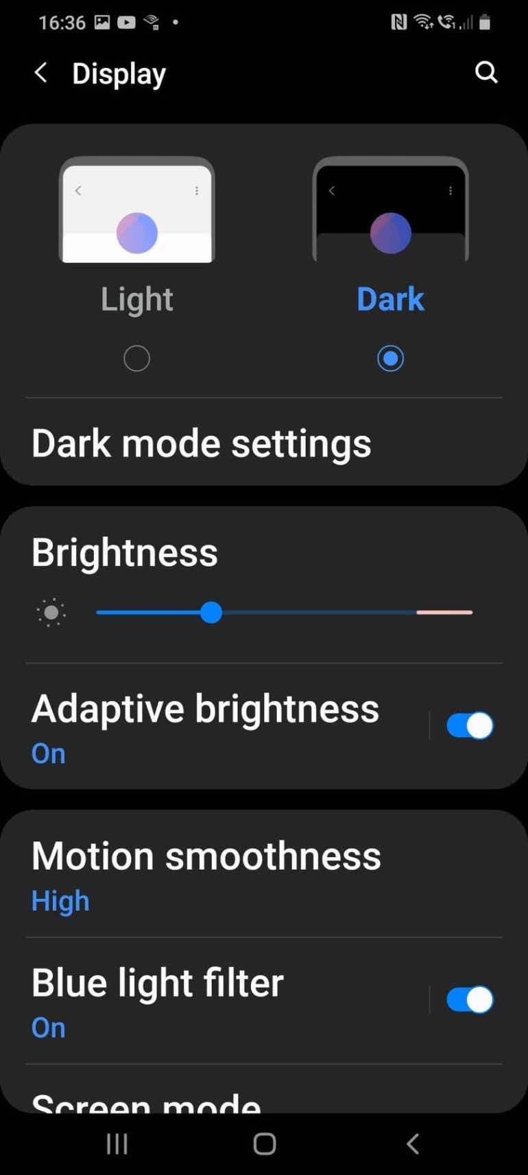 Phone on Dark Mode screenshot