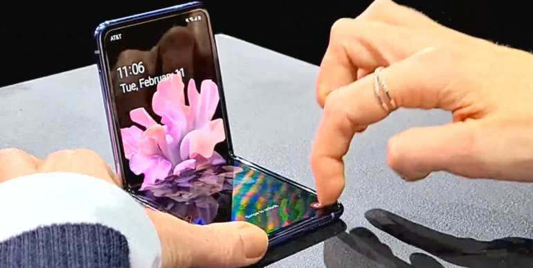 Samsung Galaxy Z Flip in hand folding