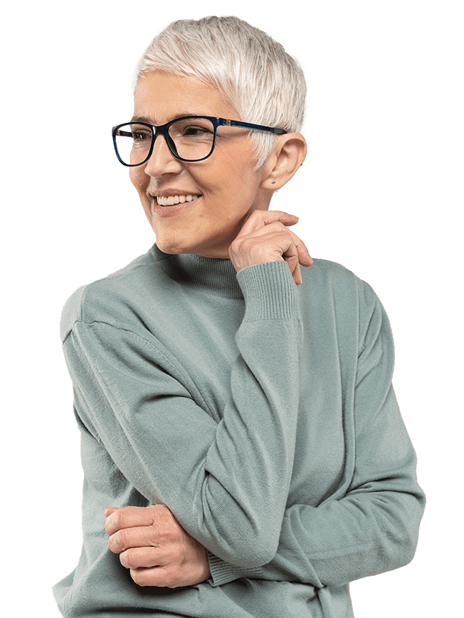 Senior lady short grey hair
