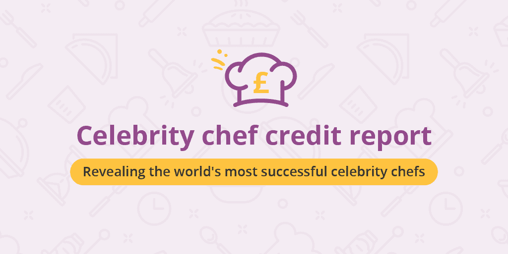 A graphic which reads: Celebrity Chef Credit Report, Revealing the world’s most successful celebrity chefs
