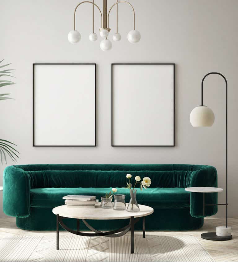 Emerald green sofa