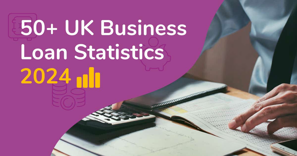 A feature image showing someone managing paperwork alongside the title '50+ Business Loan Statistics 2024'
