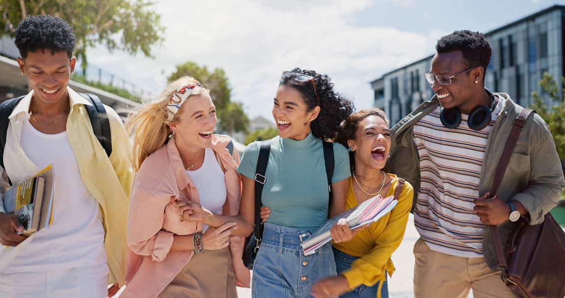 Group of students laughing and having fun