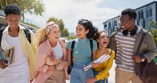 Group of students laughing and having fun