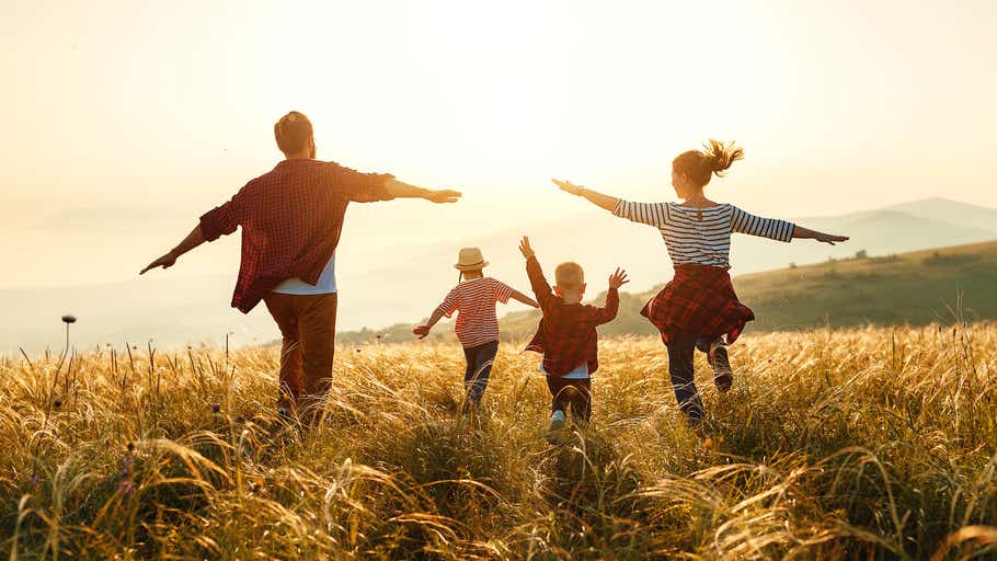 family in a field