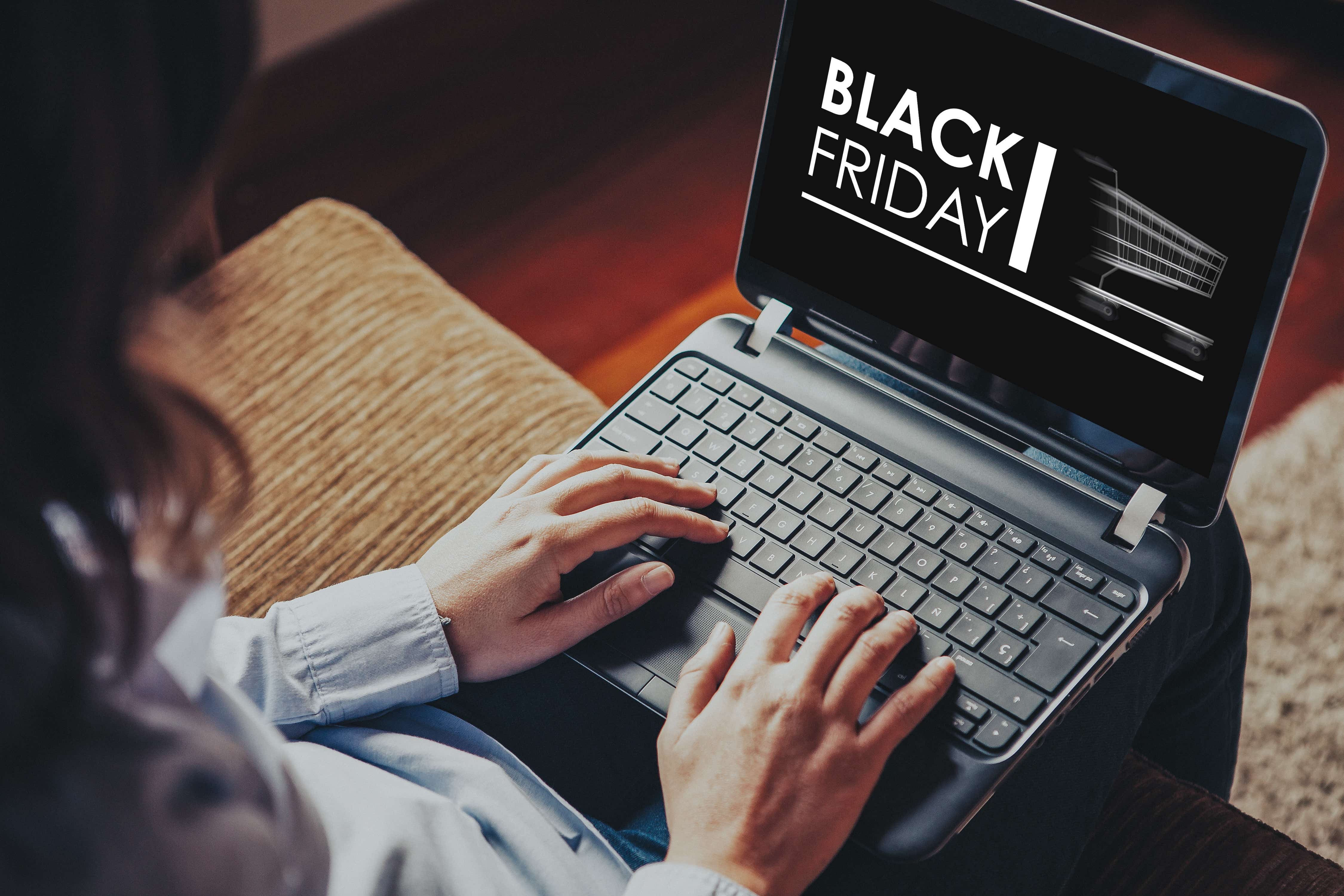 Image of laptop with Black Friday written on in black