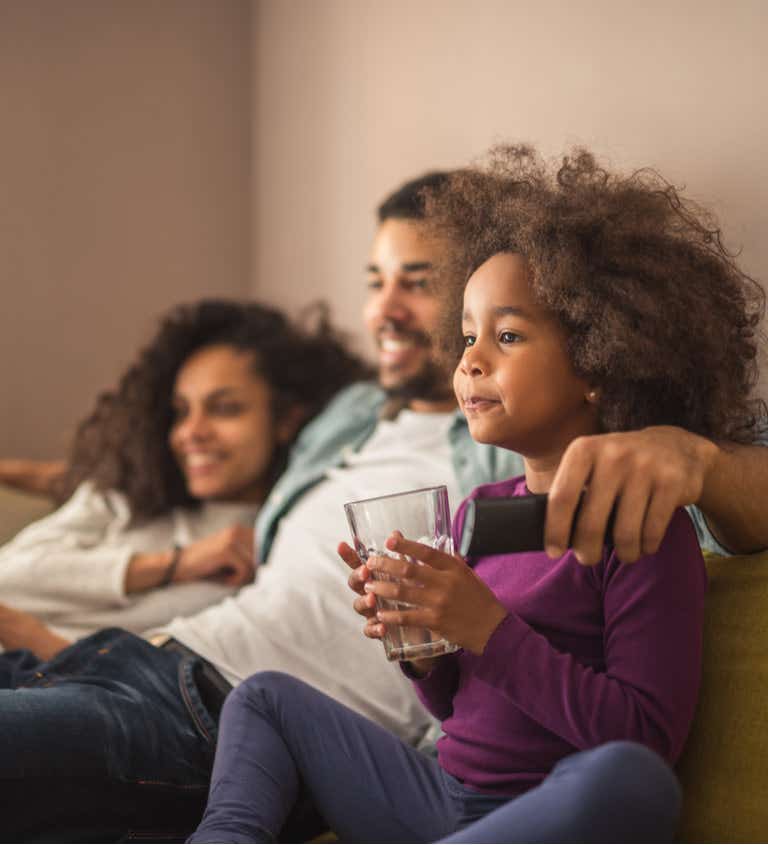 Family on sofa