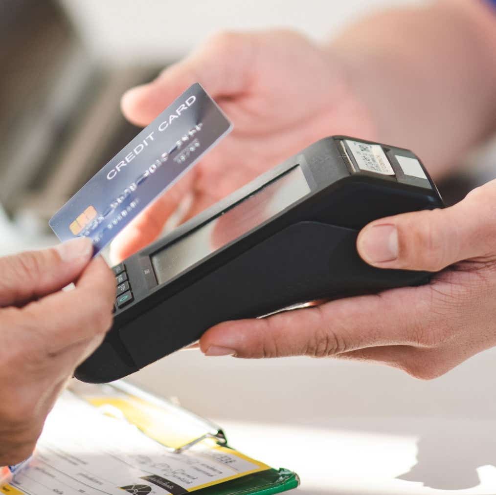 Close up of a card machine