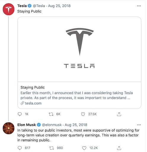 Elon Musk Staying Public