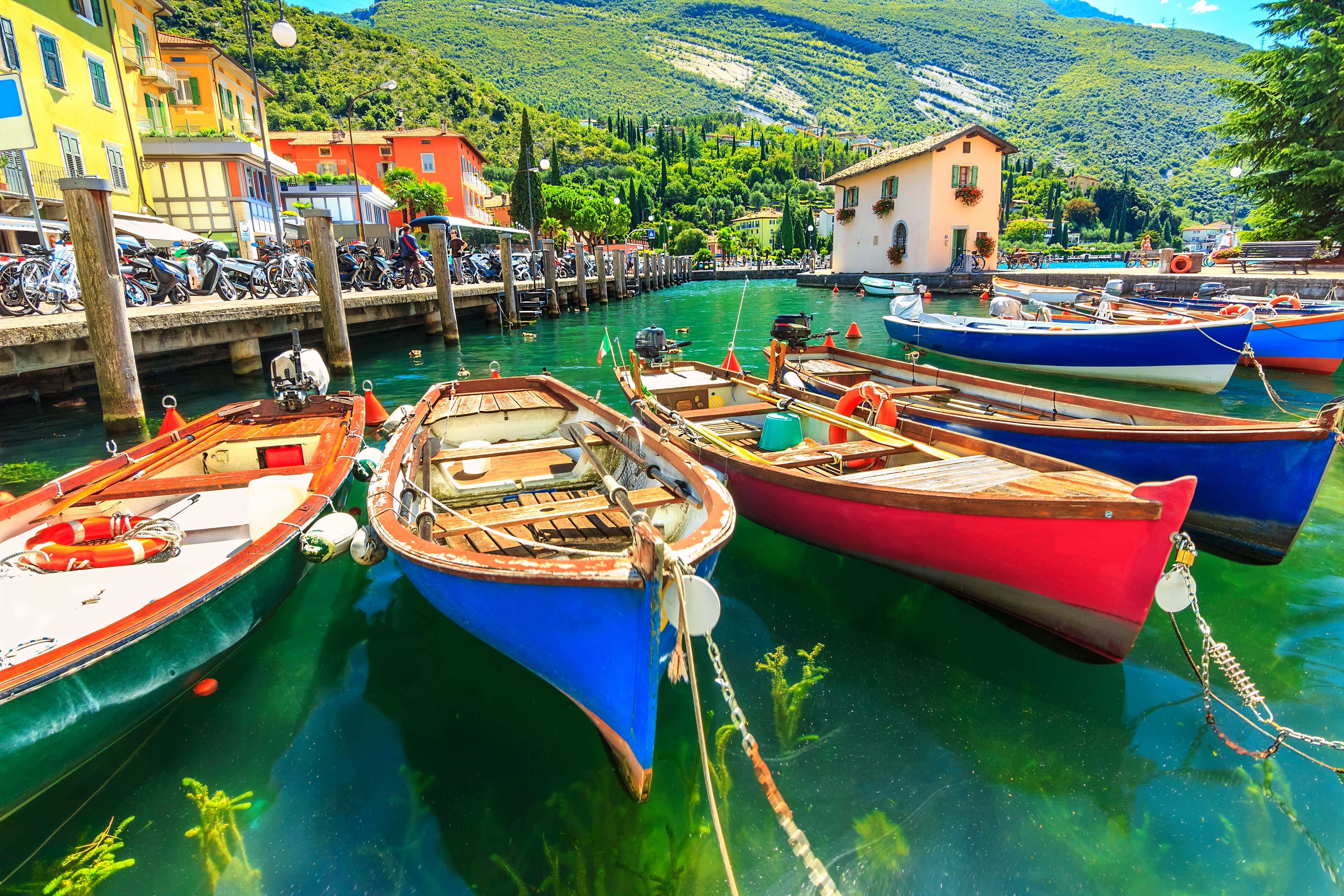Colourful boats on water