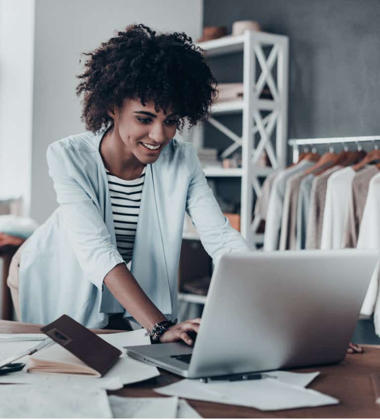 Woman working on laptop