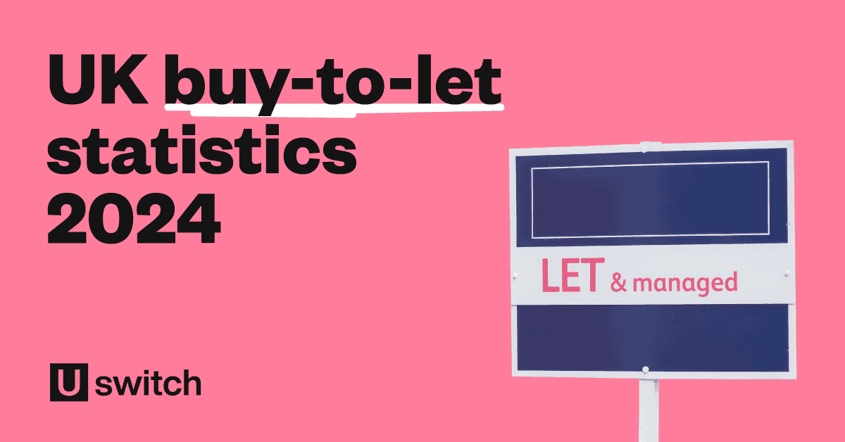 Feature image with the title UK buy-to-let statistics 2024 with a let and managed sign