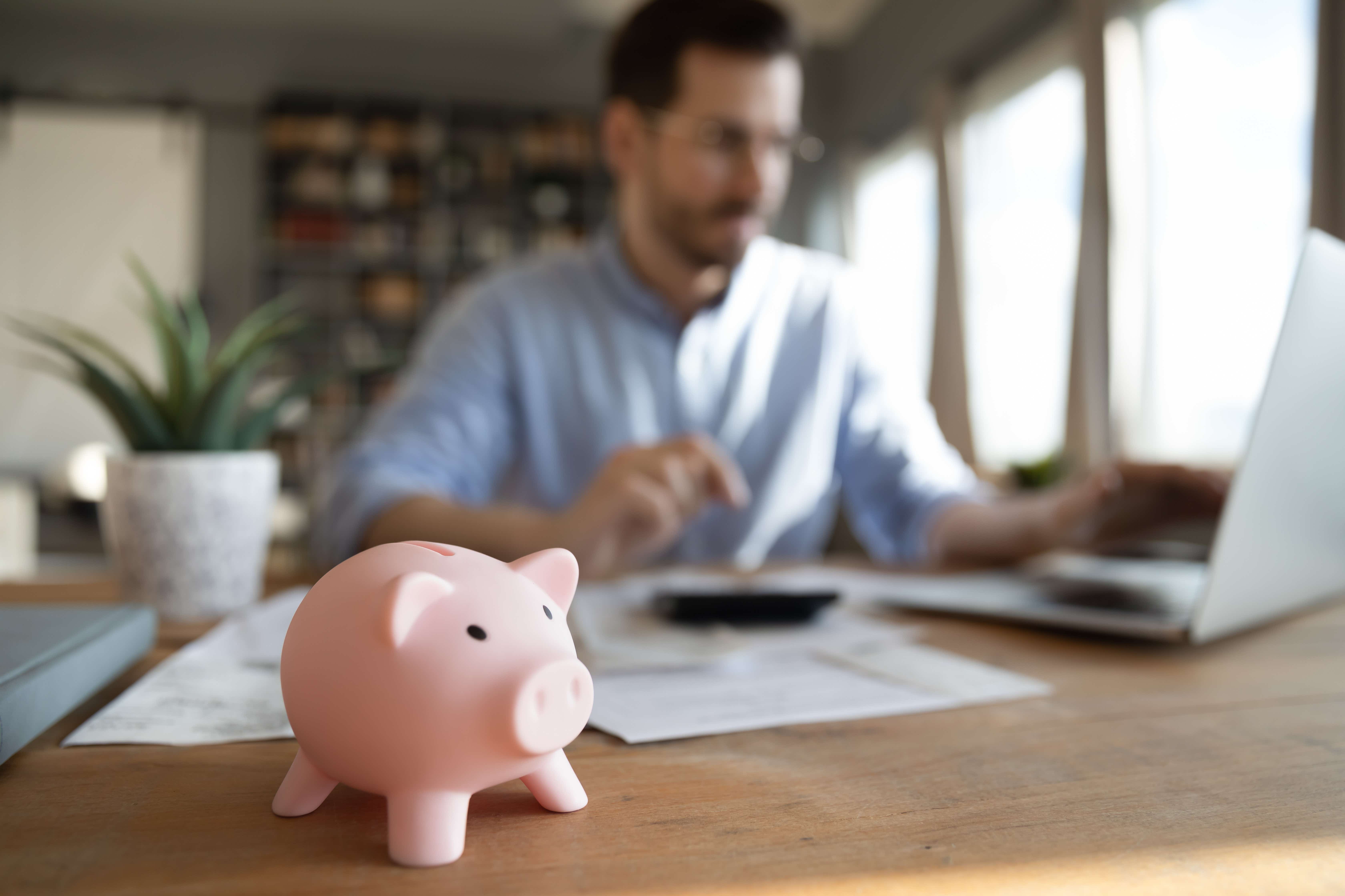Business savings piggy bank