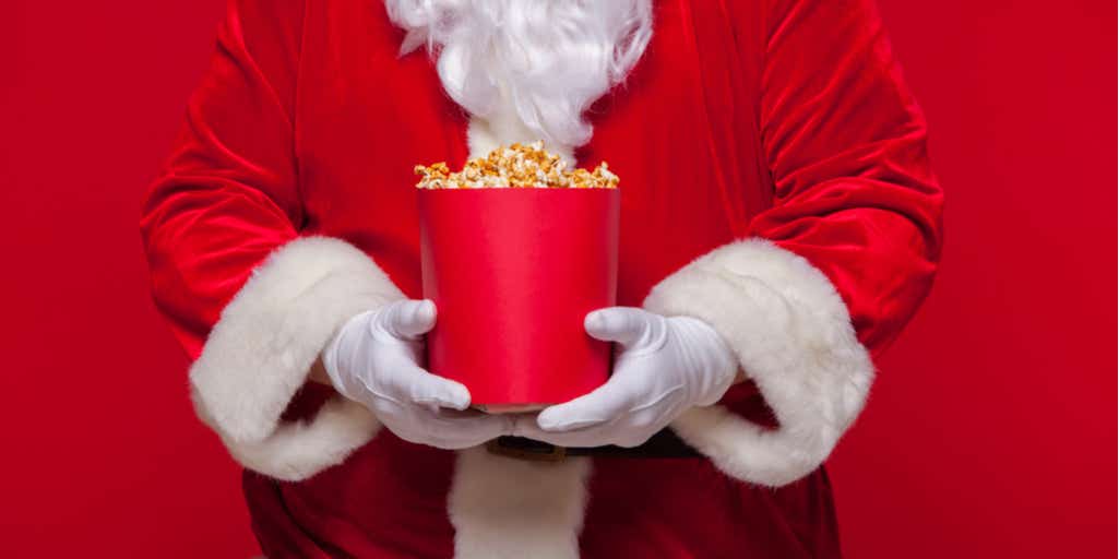 Image of Santa holding popcorn